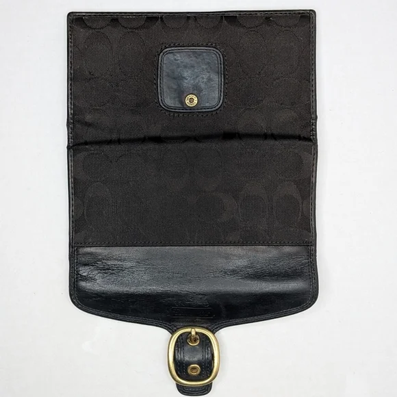 Vintage Coach Bleecker Black Signature Jacquard Canvas & Leather Buckle Wallet - Picture 7 of 16